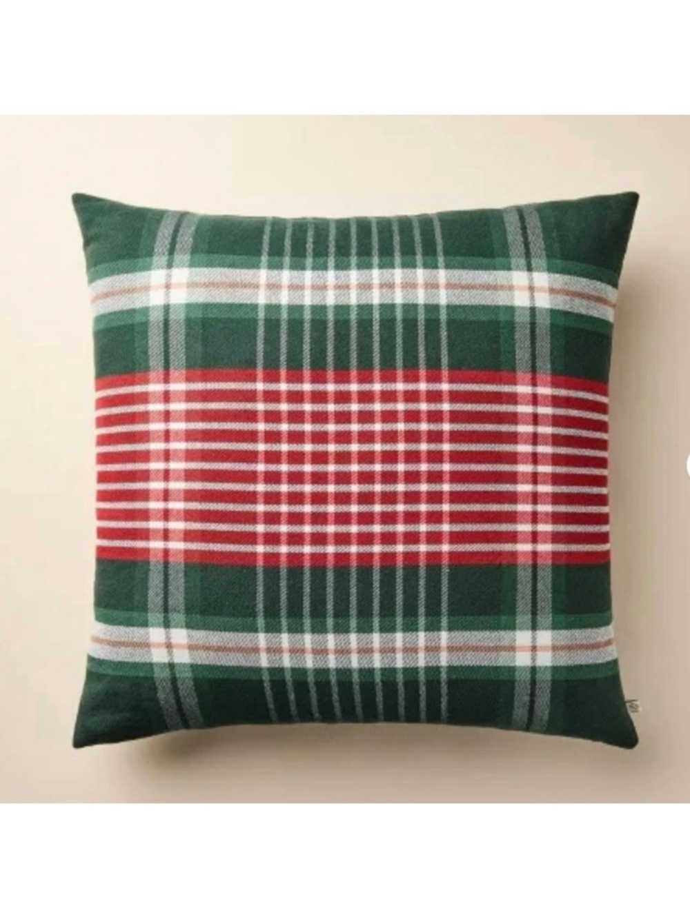 24"x24" Plaid Square Toss Throw Pillow Red/Green - Hearth & Hand™ with Magnolia